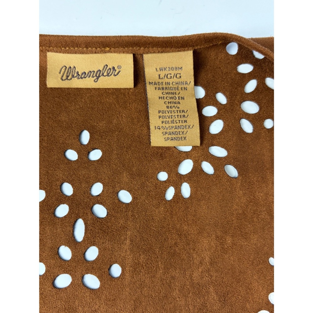 Wrangler Womens Boho Western Faux Suede Fringe Vest Brown Cowgirl Country Large - Picture 5 of 7